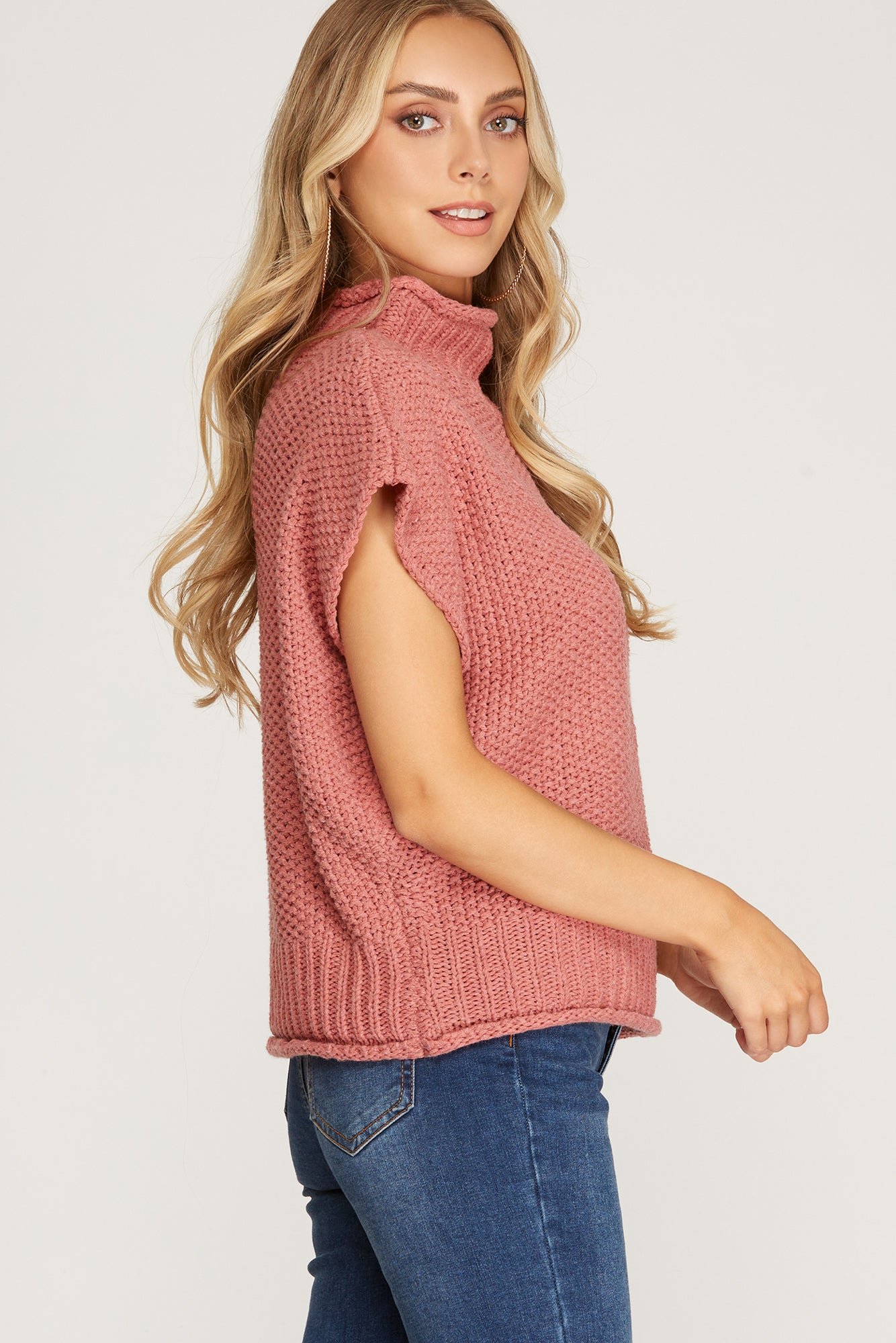 The Harper Knit Mock-Neck Sweater - MARSALA