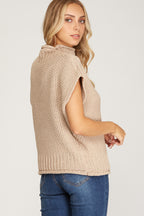 The Harper Knit Mock-Neck Sweater - LIGHT MOCHA
