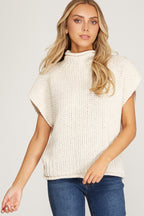 The Harper Knit Mock-Neck Sweater - CREAM