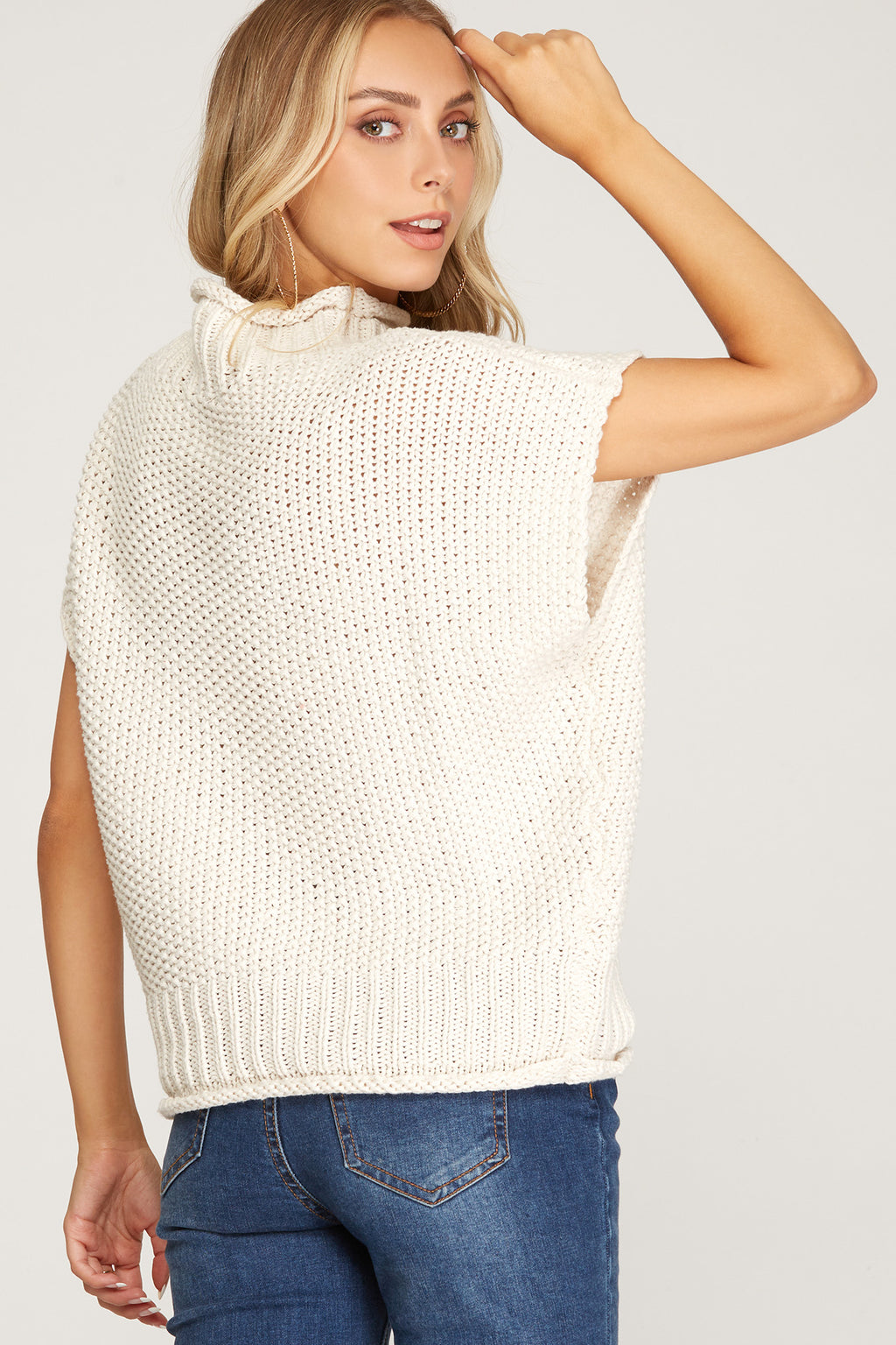The Harper Knit Mock-Neck Sweater - CREAM