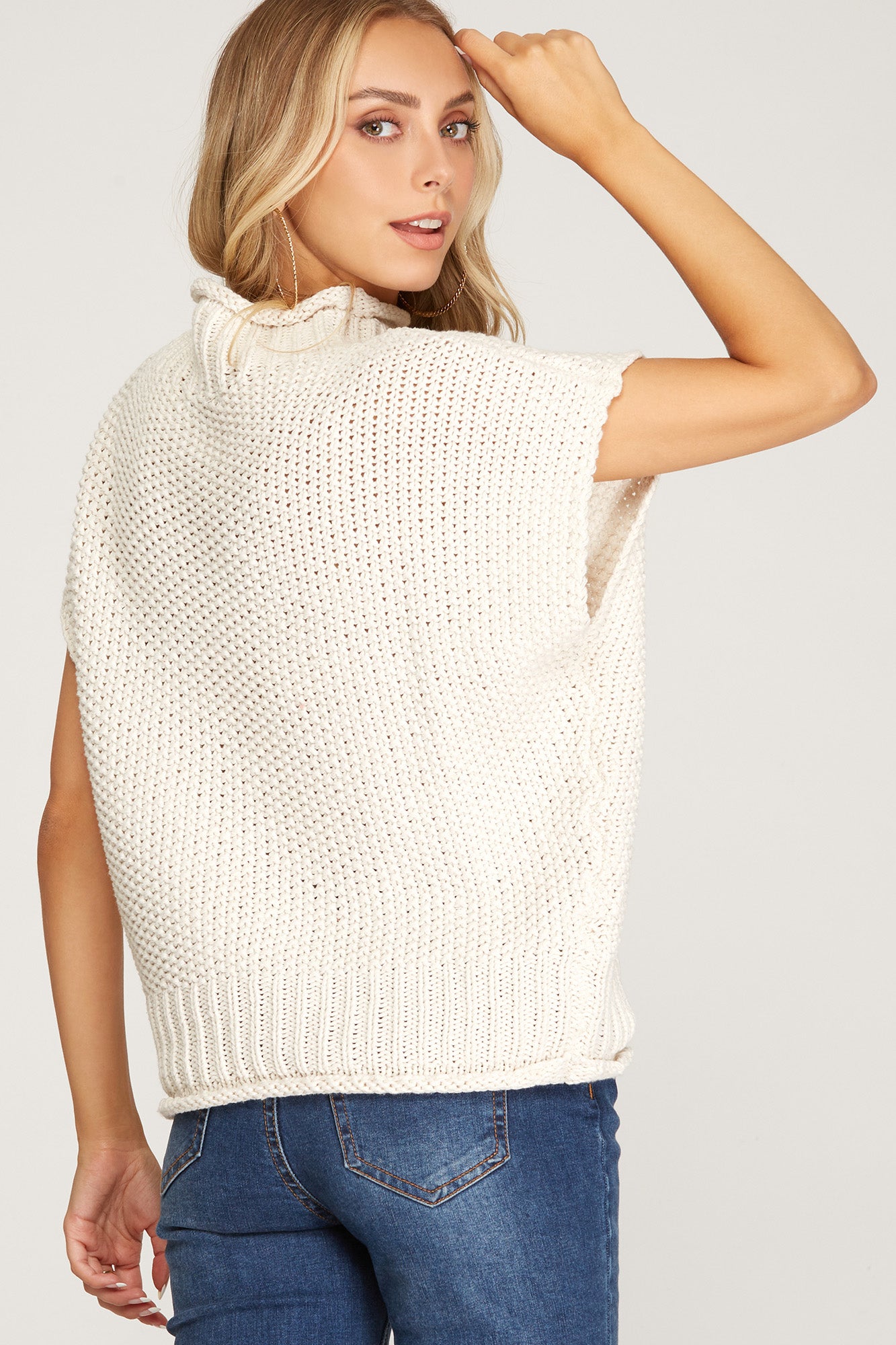The Harper Knit Mock-Neck Sweater - CREAM