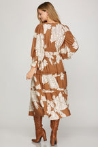 The Savannah Bloom Maxi Dress - CARAMEL