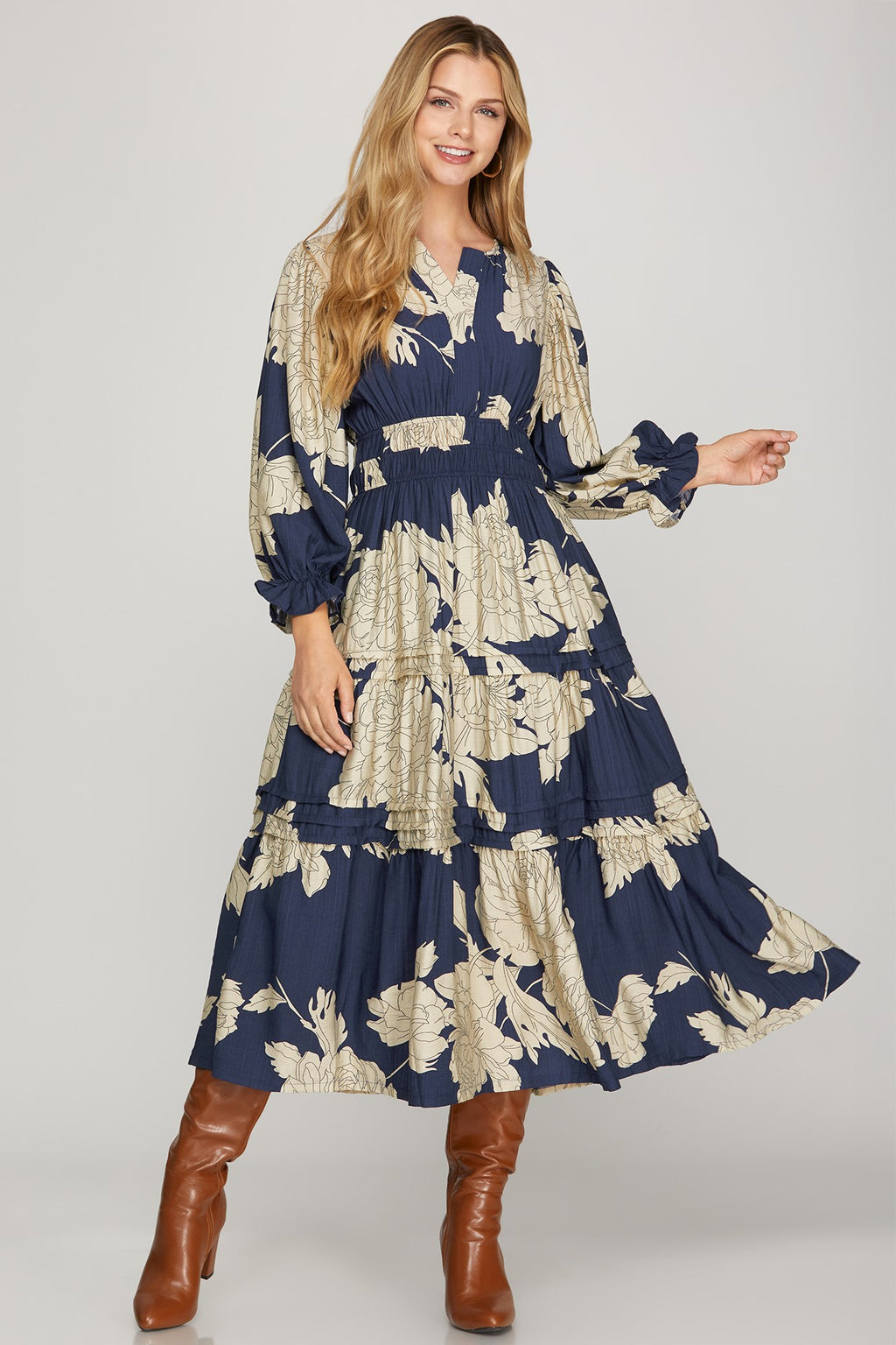 The Savannah Bloom Maxi Dress - BLUE