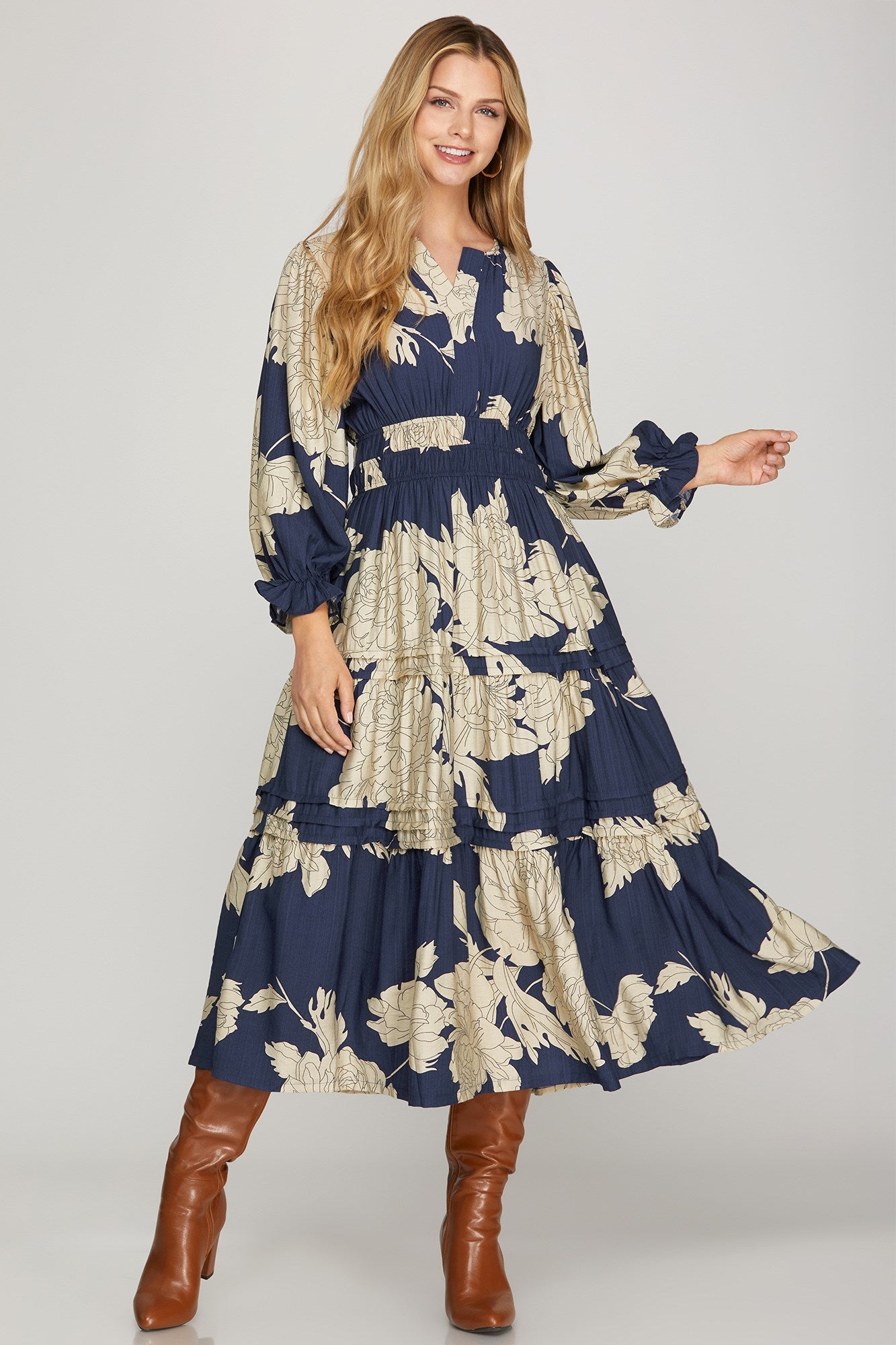 The Savannah Bloom Maxi Dress - BLUE