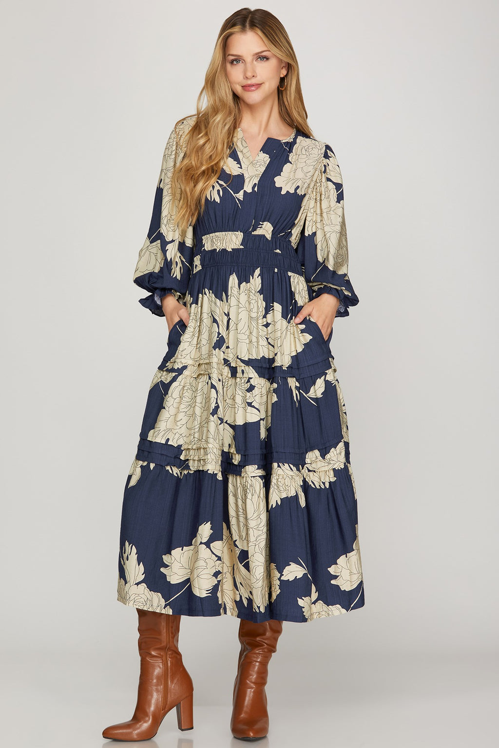 The Savannah Bloom Maxi Dress - BLUE