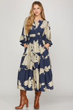 The Savannah Bloom Maxi Dress - BLUE