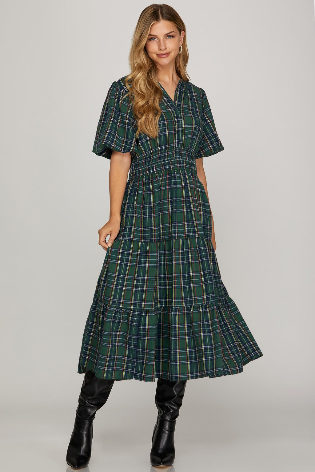 The Caroline Christmas Plaid Dress - RED (Copy)
