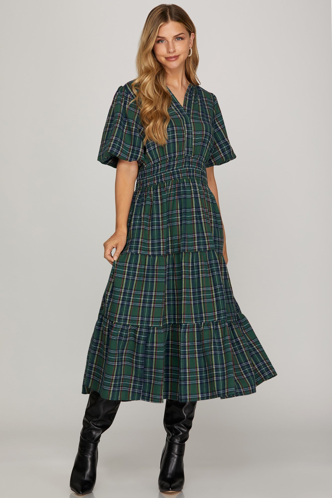 The Caroline Christmas Plaid Dress - RED (Copy)