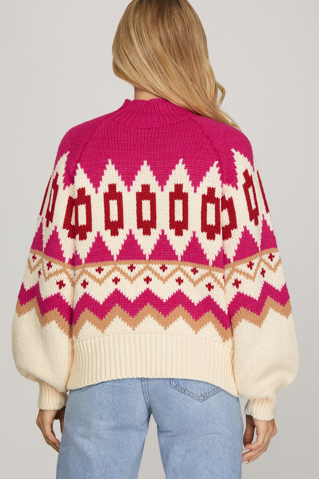 The Aspen Peaks Sweater - FUCHSIA