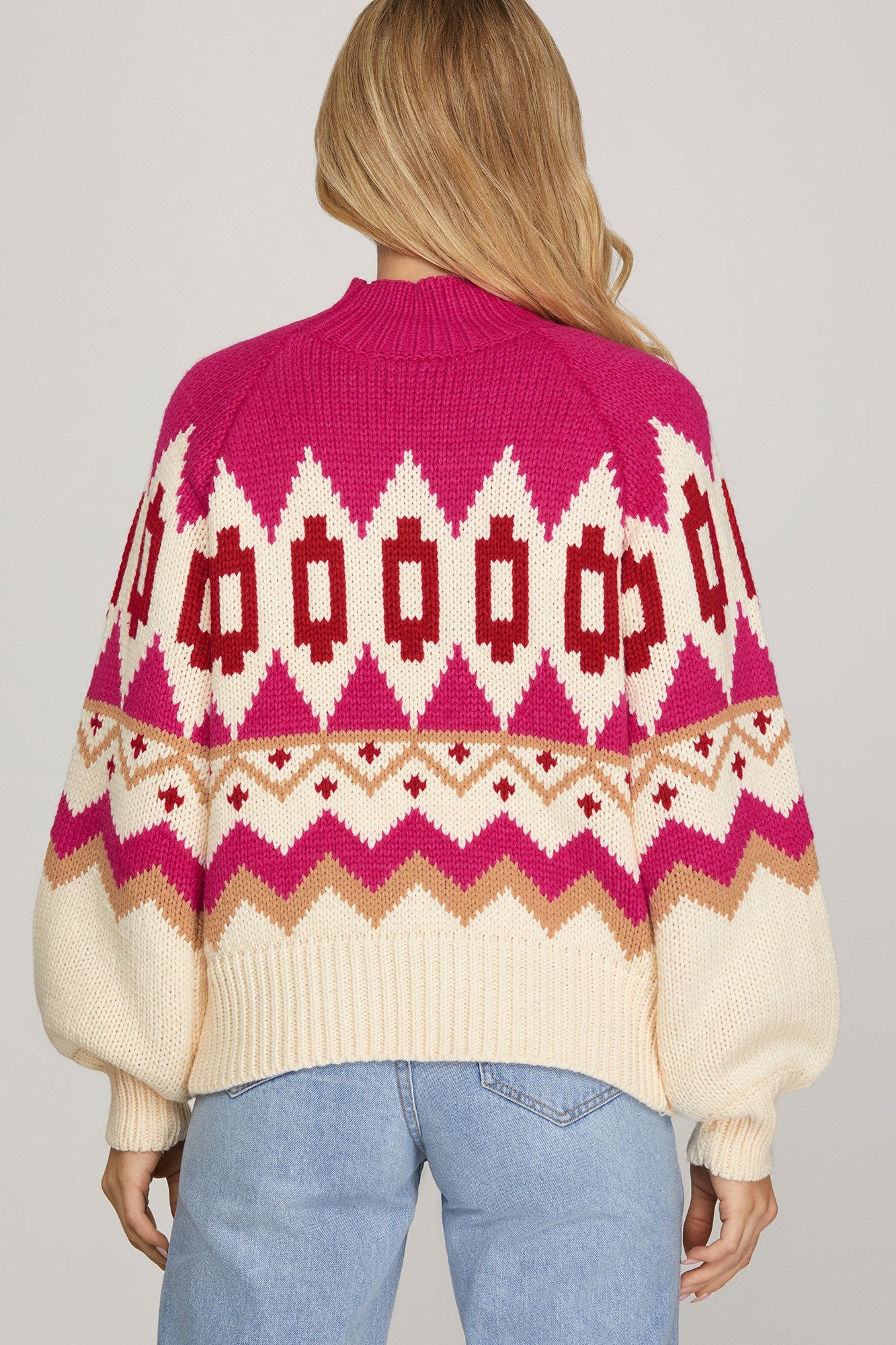 The Aspen Peaks Sweater - FUCHSIA