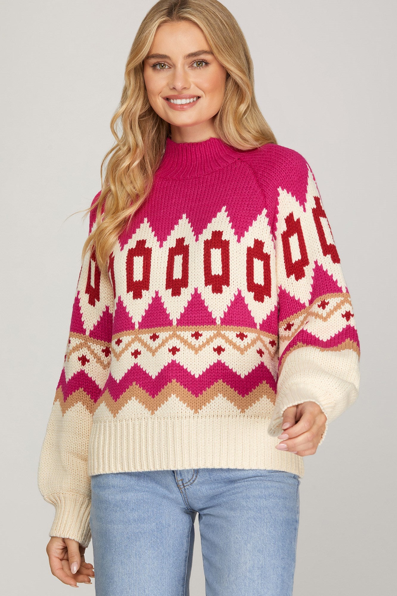 The Aspen Peaks Sweater - FUCHSIA